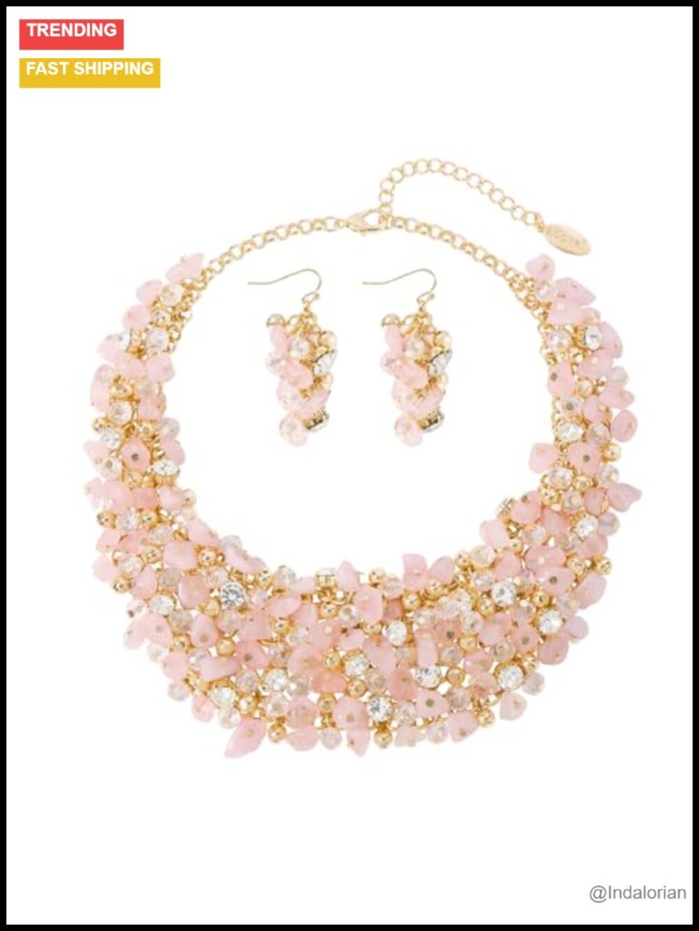Crystal Chunky Collar Necklace Earring Set for Women Gift